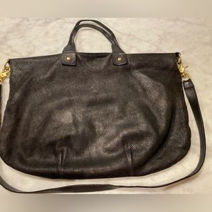 Clare V Black Leather Tote Bag